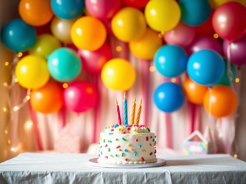 Colorful children's party setup with balloons and decorations
